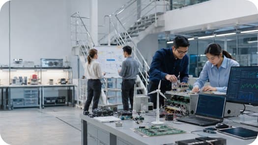 Engineering lab team at work